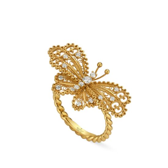 Anillo gucci le marché des merveilles oro amarillo 18k y diamantes