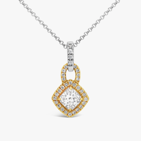 Dije Bauer oro rosa, oro blanco 18K y diamantes