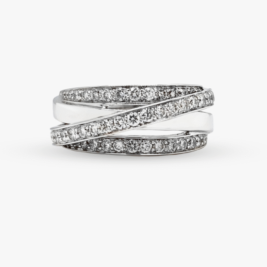 Anillo hileras Bauer oro blanco 18K y diamantes