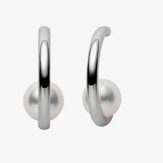 Aretes pendientes mikimoto contemporary oro blanco 18k y perlas Akoya