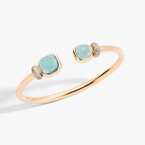PULSERA POMELLATO NUDO ORO ROSA, TOPACIO AZUL Y DIAMANTES