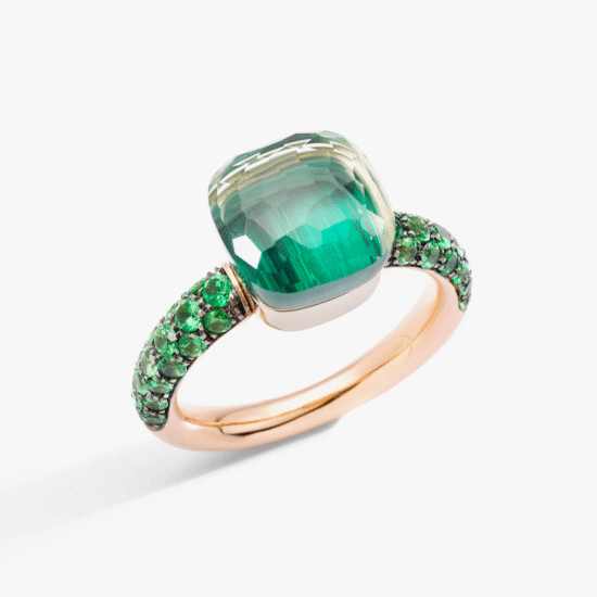 ANILLO POMELLATO NUDO CLASSIC PRASIOLITA Y TSAVORITAS