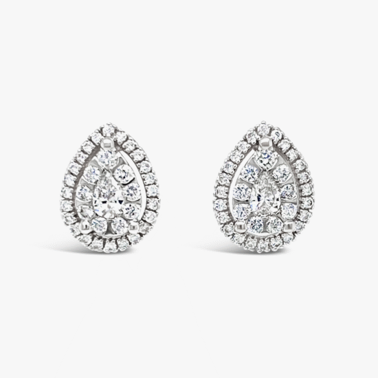 Aretes topos Ilusione oro blanco 18K y diamantes