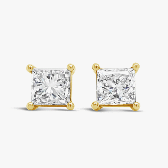 Aretes topos Bauer oro amarillo 18K y diamantes