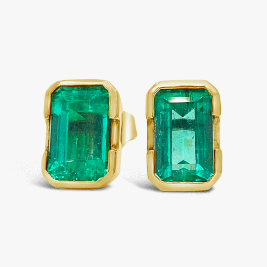 Aretes topos Bauer oro amarillo 18K y esmeraldas
