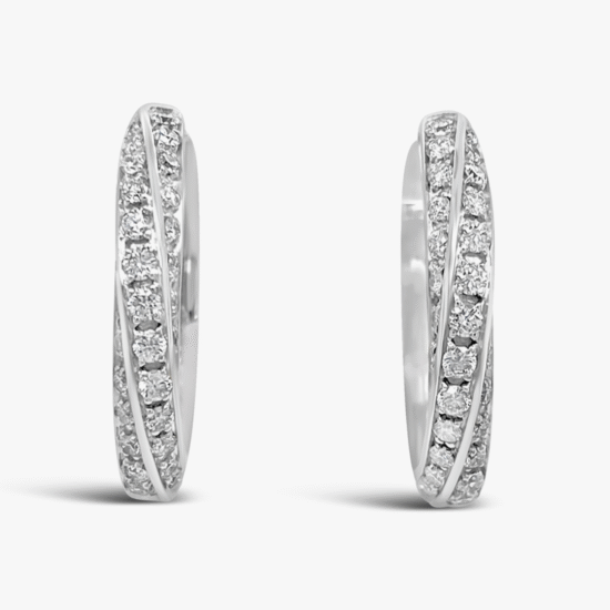 Aretes candongas Bauer oro blanco 18K y diamantes