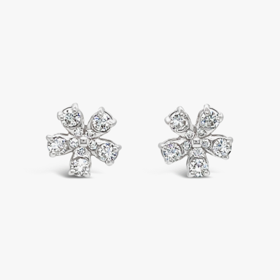 Aretes topos ilusione Bauer oro blanco 18K y diamantes