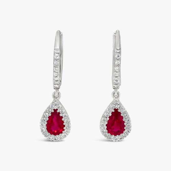 Aretes colgantes Bauer oro blanco 18K y diamantes
