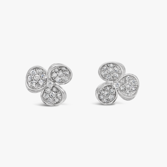 Aretes topos Bauer oro blanco 18K y diamantes