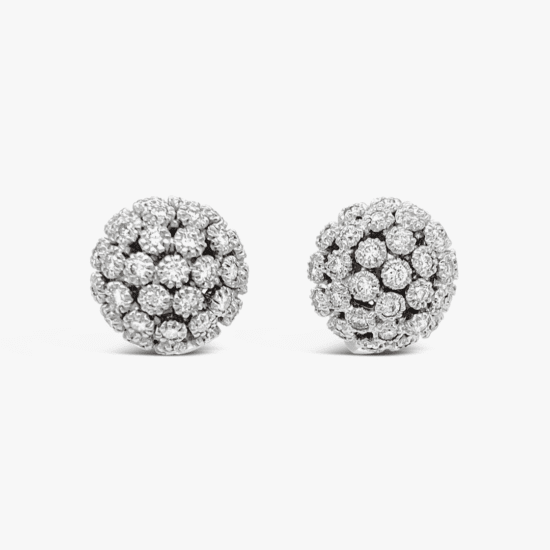 Aretes topos Bauer oro blanco 18K y diamantes