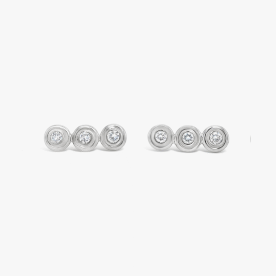 Aretes topos Bauer oro blanco 18K y diamantes