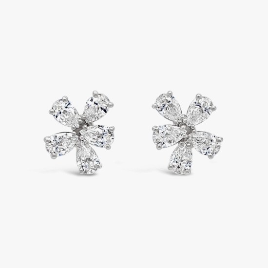 Aretes topos Bauer oro blanco 18K y diamantes