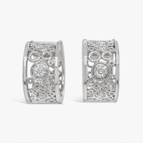 Aretes candongas Bauer oro blanco 18K y diamantes