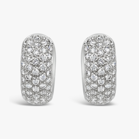 Aretes candongas Bauer oro blanco 18K y diamantes