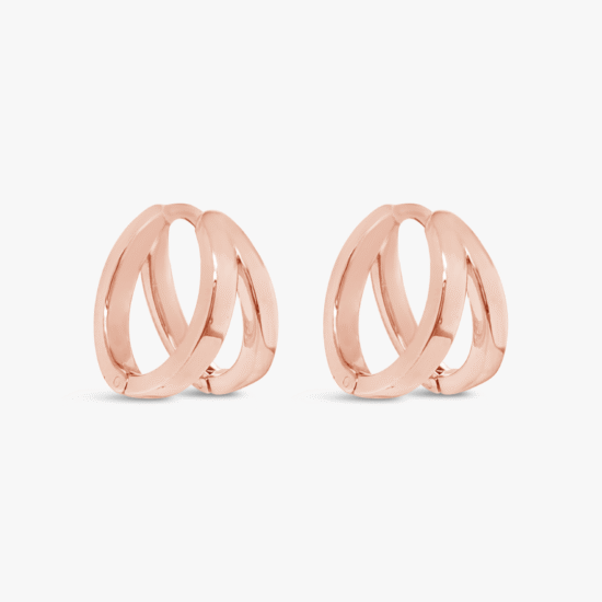Aretes doble candonga Bauer oro rosa 18K