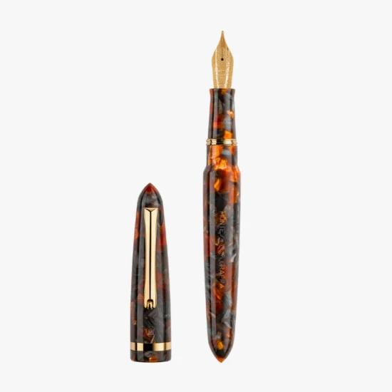 Pluma estilografica Venetia acero y punta Oro Amarillo 14K