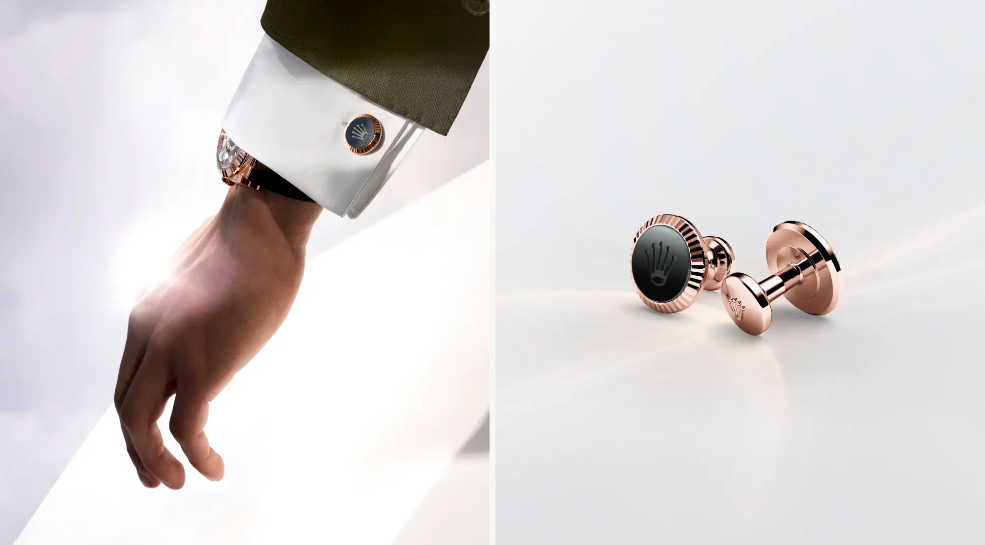 rolex accessories fluted cufflinks joyeria bauer.webp