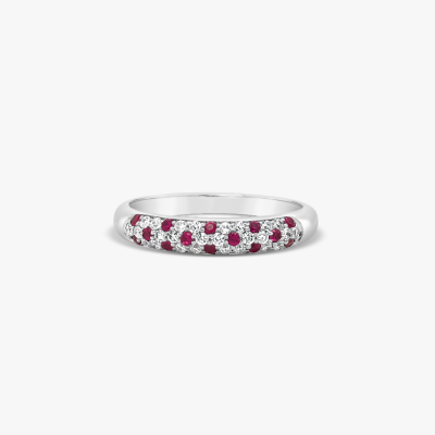 Anillo Bauer oro blanco 18K, rubíes y diamantes 1