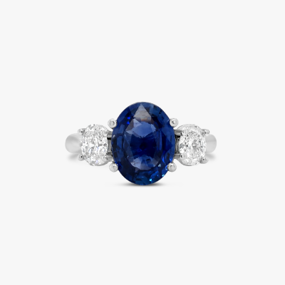 Anillo Bauer oro blanco 18K, zafiro y diamantes 1