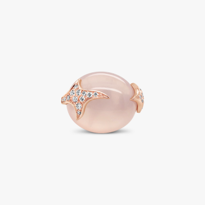 Anillo MIMI oro rosa 18K, cuarzo rosa y diamantes 1