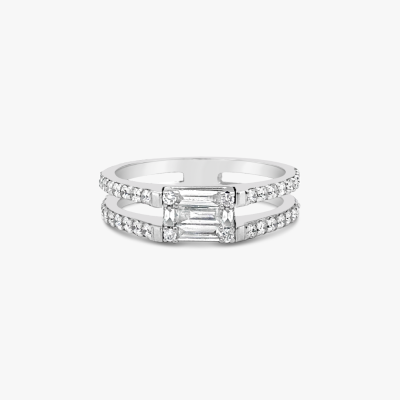 Anillo doble aro Bauer oro blanco 18K y diamantes 1